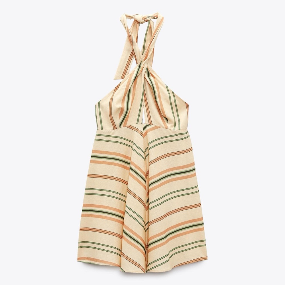 Zara Striped Halter Dress NWOT